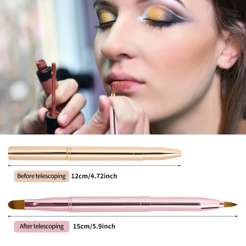 Unaone [2 Pack] Lip Brush for Lipstick, Retractable Lip Brushes, Dual-ended Makeup Brush for Lipstick Lip Gloss, Include Lid - Image 2